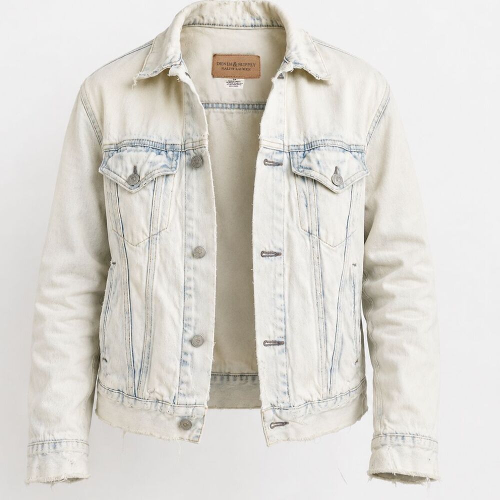 Ralph Lauren Denim & Supply Jacket Small Distressed White Denim Boho Western Y2K